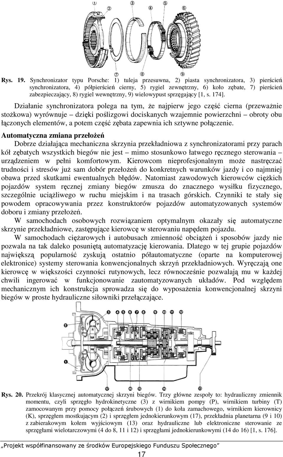 8) rygiel wewnętrzny, 9) wielowypust sprzęgający [1, s. 174].