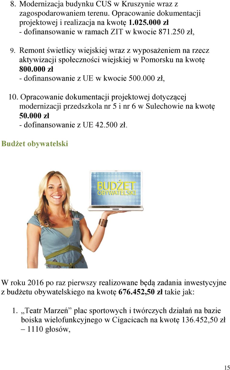 Opracowanie dokumentacji projektowej dotyczącej modernizacji przedszkola nr 5 i nr 6 w Sulechowie na kwotę 50.000 zł - dofinansowanie z UE 42.500 zł.