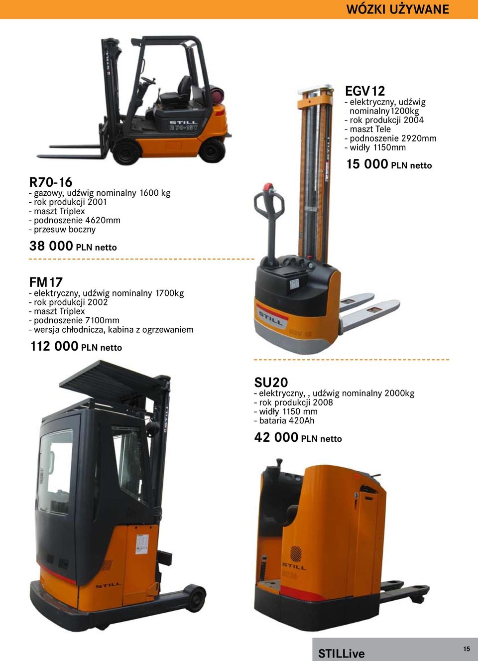 netto FM17 - elektryczny, udźwig nominalny 1700kg - rok produkcji 2002 - maszt Triplex - podnoszenie 7100mm - wersja chłodnicza, kabina z