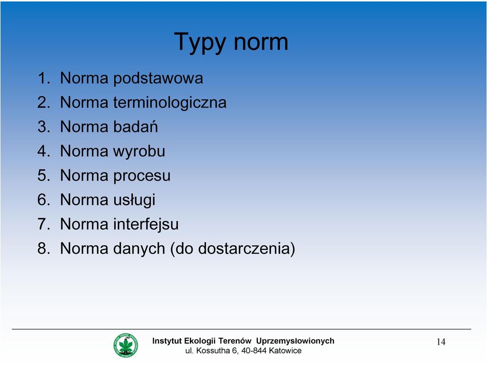 Norma wyrobu 5. Norma procesu 6.