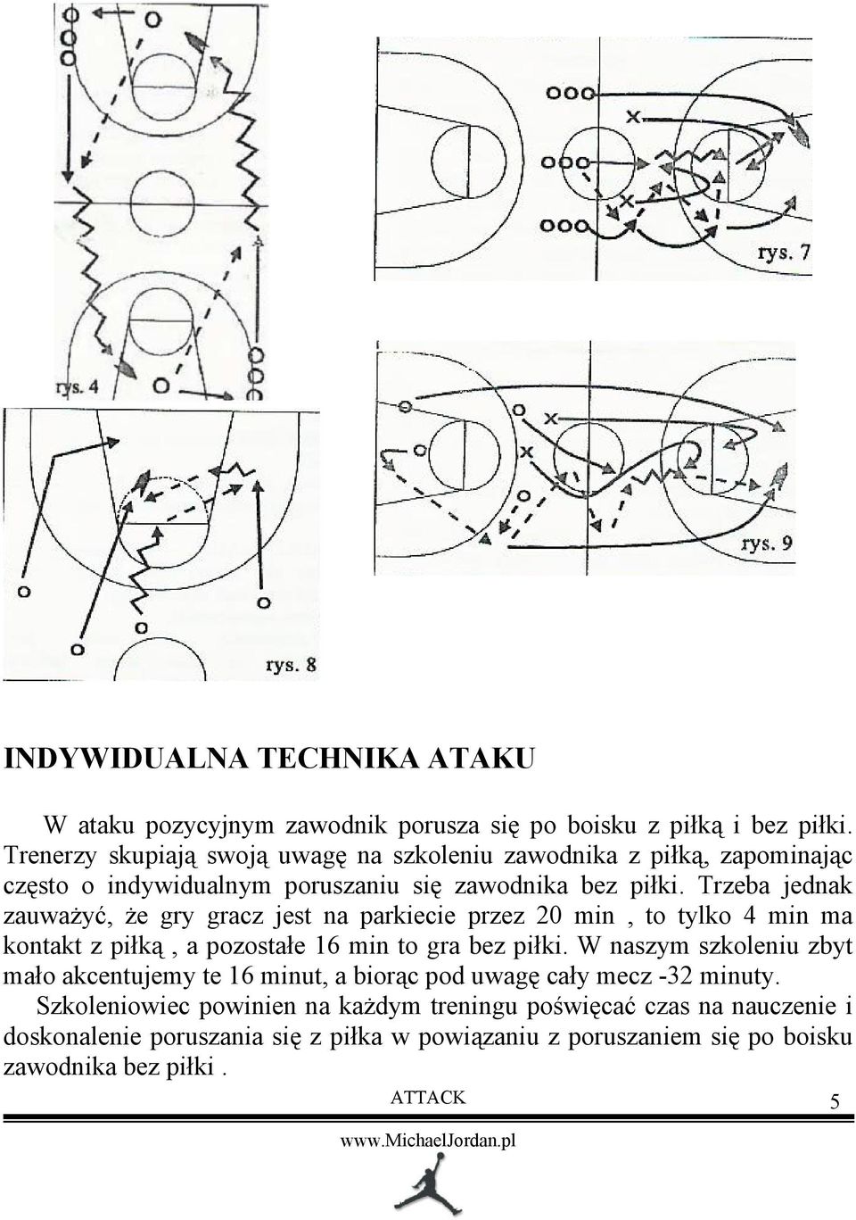 Trzeba jednak zauważyć, że gry gracz jest na parkiecie przez 20 min, to tylko 4 min ma kontakt z piłką, a pozostałe 16 min to gra bez piłki.