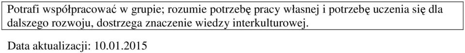 dla dalszego rozwoju, dostrzega znaczenie