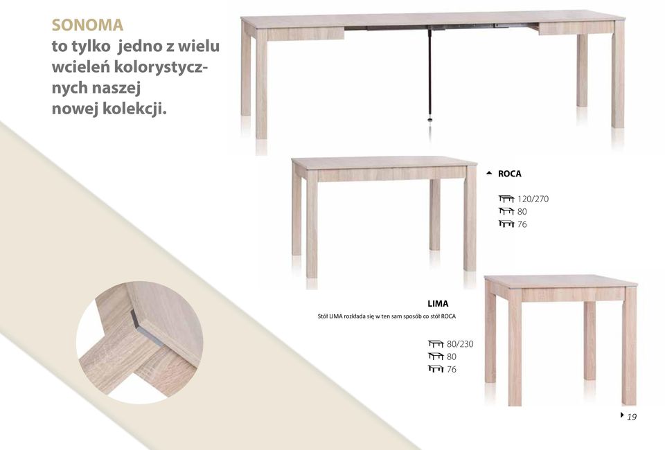 4 ROCA 120/270 80 LIMA Stół LIMA rozkłada