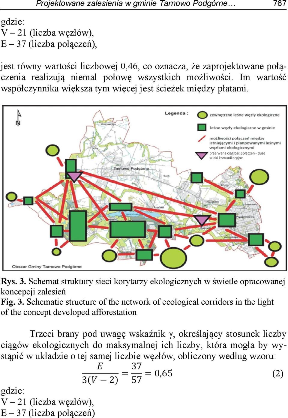 Schemat struktury sieci korytarzy ekologicznych w świetle opracowanej koncepcji zalesień Fig. 3.