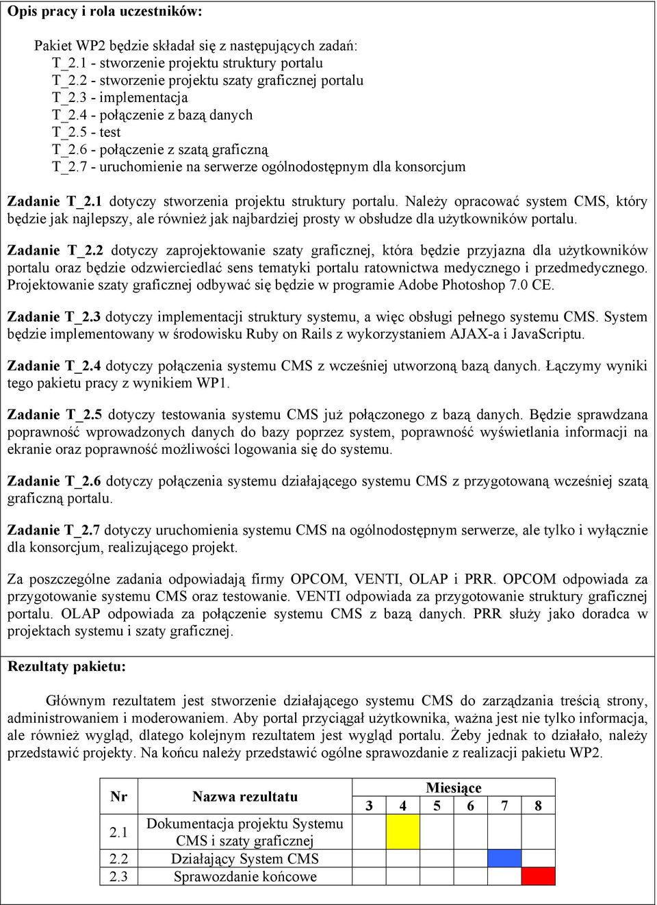 1 dotyczy stworzenia projektu struktury portalu. Należy opracować system CMS, który będzie jak najlepszy, ale również jak najbardziej prosty w obsłudze dla użytkowników portalu. Zadanie T_2.