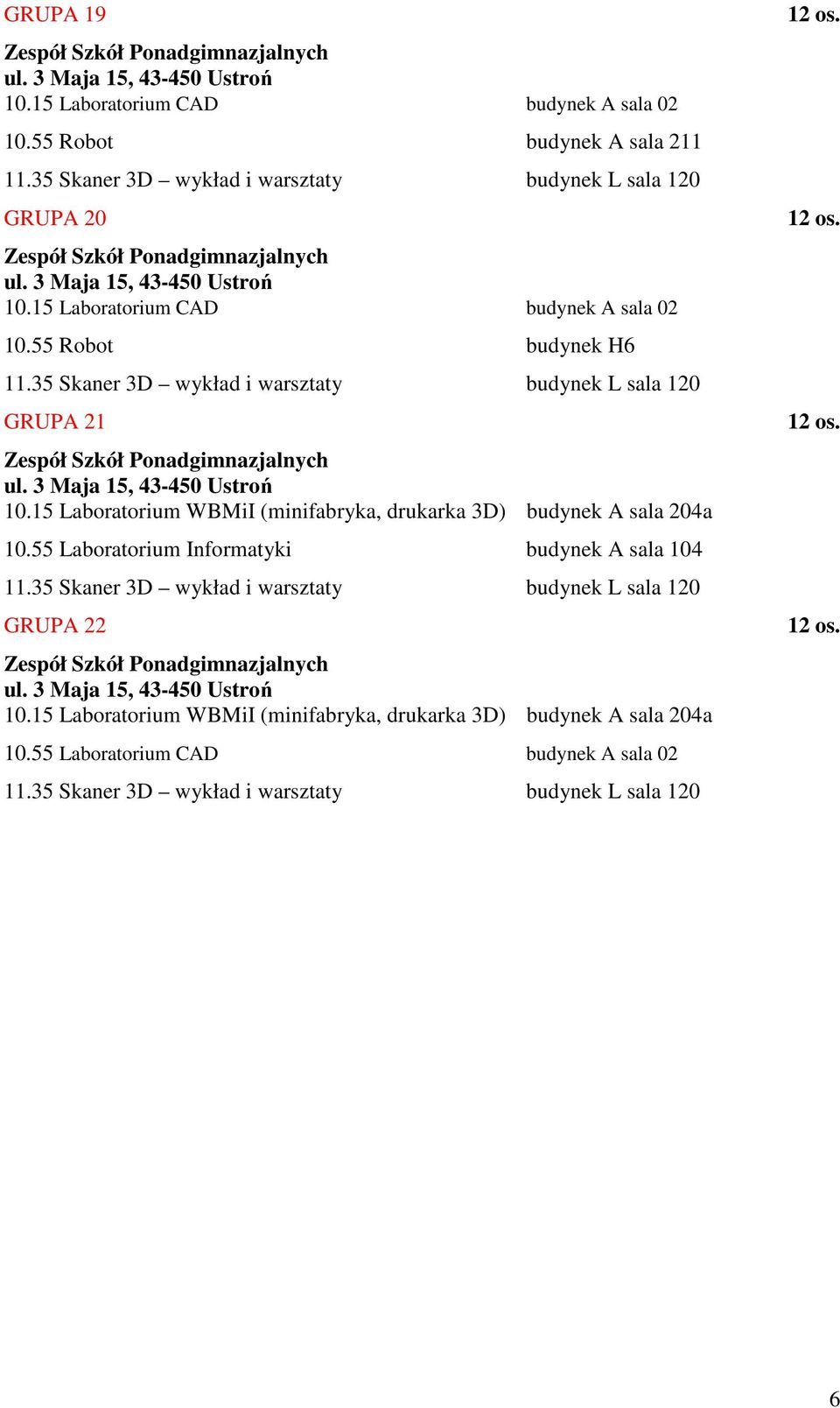 15 Laboratorium WBMiI (minifabryka, drukarka 3D) budynek A sala 204a 10.