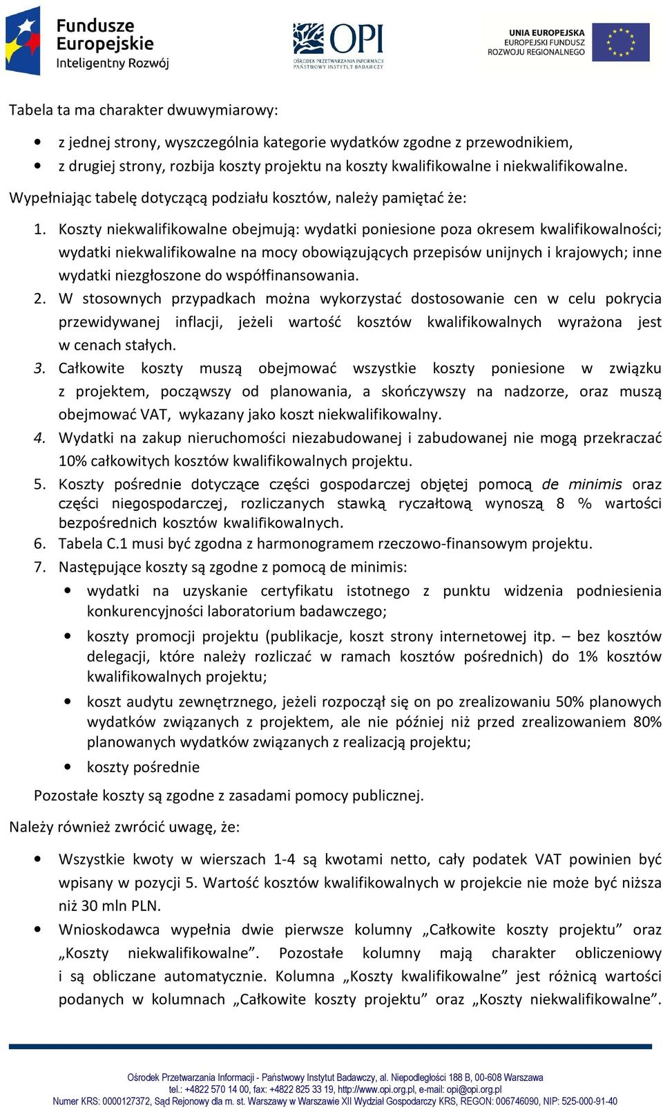 Koszty niekwalifikowalne obejmują: wydatki poniesione poza okresem kwalifikowalności; wydatki niekwalifikowalne na mocy obowiązujących przepisów unijnych i krajowych; inne wydatki niezgłoszone do