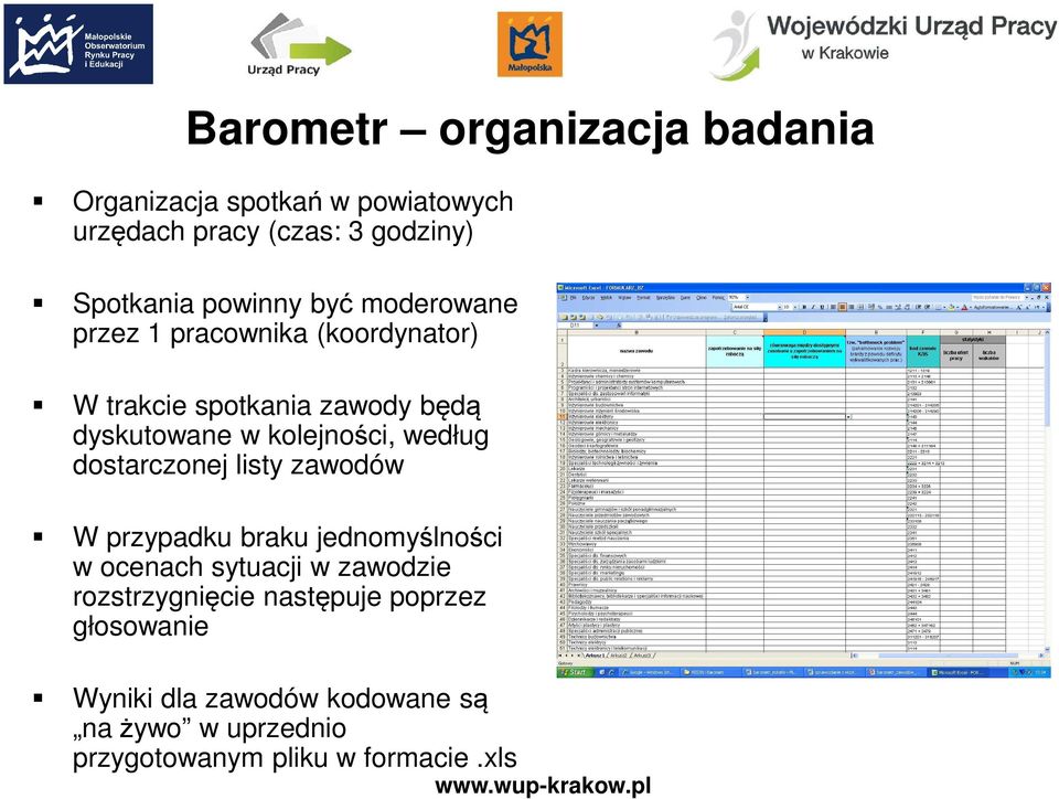 kolejności, według dostarczonej listy zawodów W przypadku braku jednomyślności w ocenach sytuacji w zawodzie