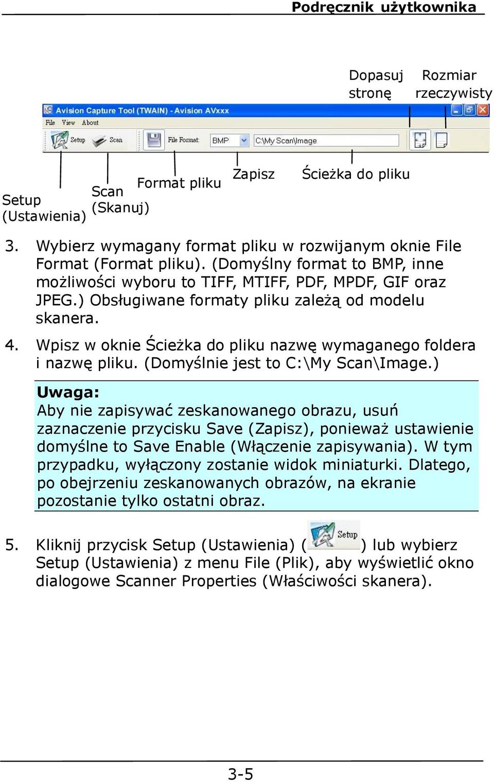 Wpisz w oknie Ścieżka do pliku nazwę wymaganego foldera i nazwę pliku. (Domyślnie jest to C:\My Scan\Image.