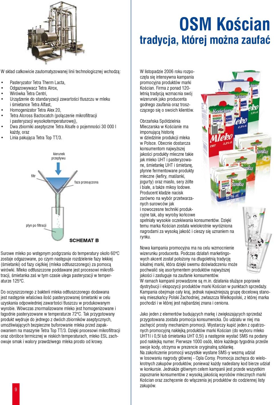 zbiorniki aseptyczne Tetra Alsafe o pojemności 30 000 l każdy, oraz Linia pakująca Tetra Top TT/3.