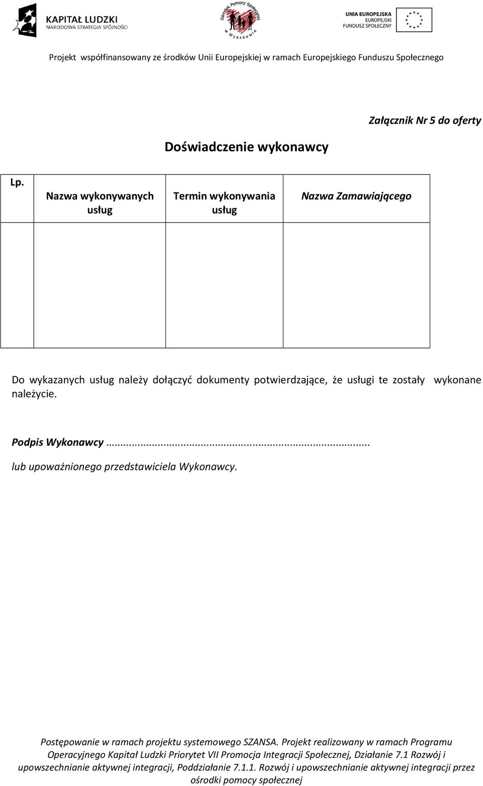 wykazanych usług należy dołączyć dokumenty potwierdzające, że usługi te