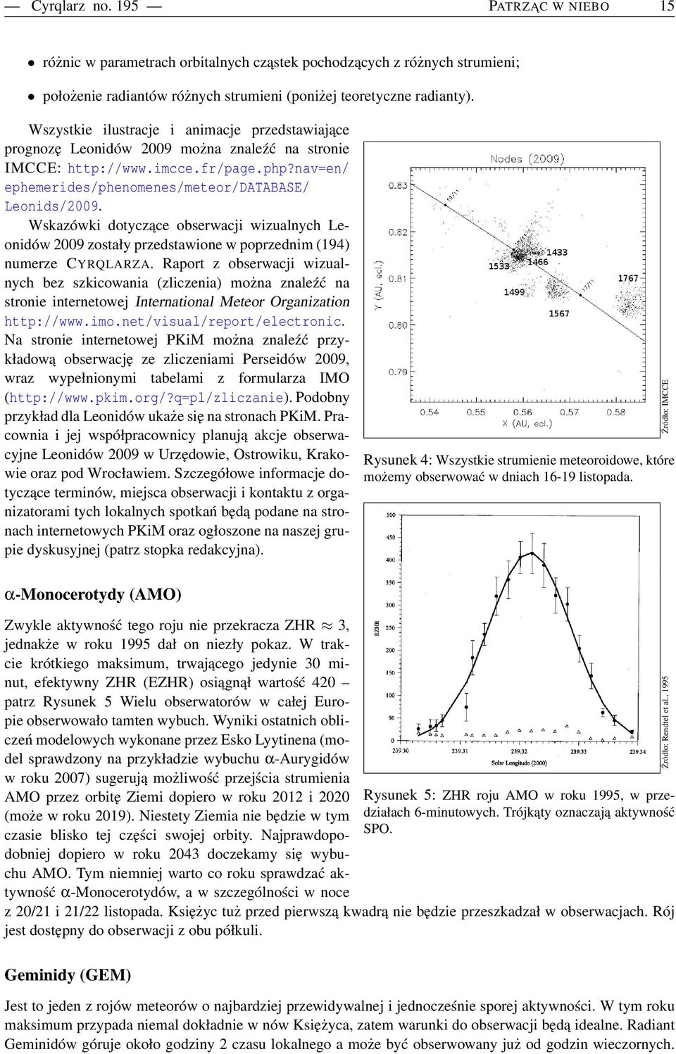 Wskazówki dotyczące obserwacji wizualnych Leonidów 2009 zostały przedstawione w poprzednim (194) numerze CYRQLARZA.