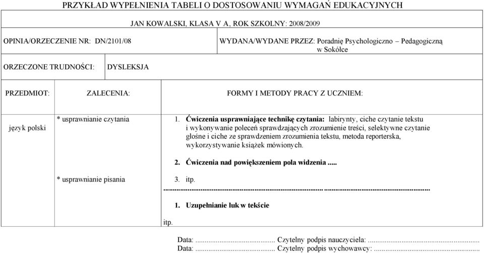 Ćwiczenia usprawniające technikę czytania: labirynty, ciche czytanie tekstu i wykonywanie poleceń sprawdzających zrozumienie treści, selektywne czytanie głośne i ciche ze sprawdzeniem zrozumienia