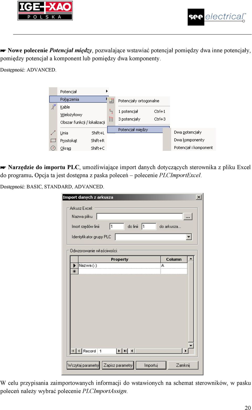 Narzędzie do importu PLC, umożliwiające import danych dotyczących sterownika z pliku Excel do programu.