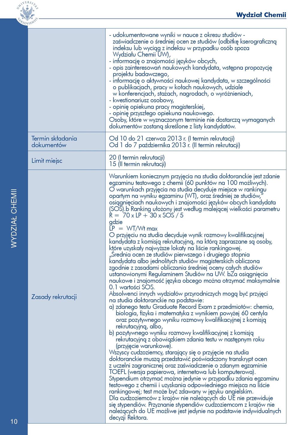 publikacjach, pracy w kołach naukowych, udziale w konferencjach, stażach, nagrodach, o wyróżnieniach, - kwestionariusz osobowy, - opinię opiekuna pracy magisterskiej, - opinię przyszłego opiekuna