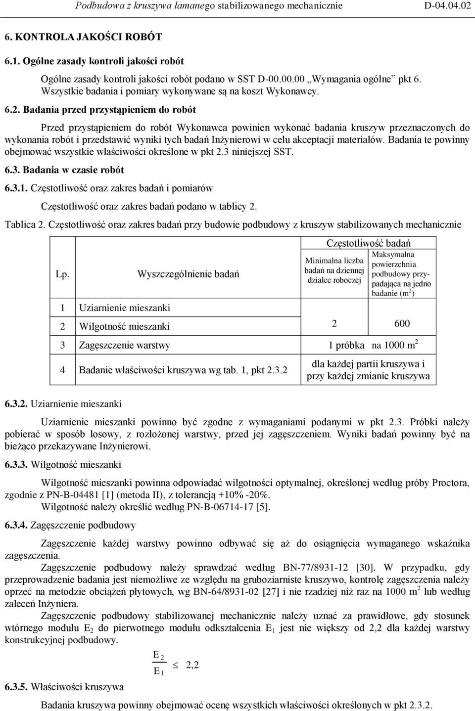 Badania przed przystąpieniem do robót Przed przystąpieniem do robót Wykonawca powinien wykonać badania kruszyw przeznaczonych do wykonania robót i przedstawić wyniki tych badań Inżynierowi w celu