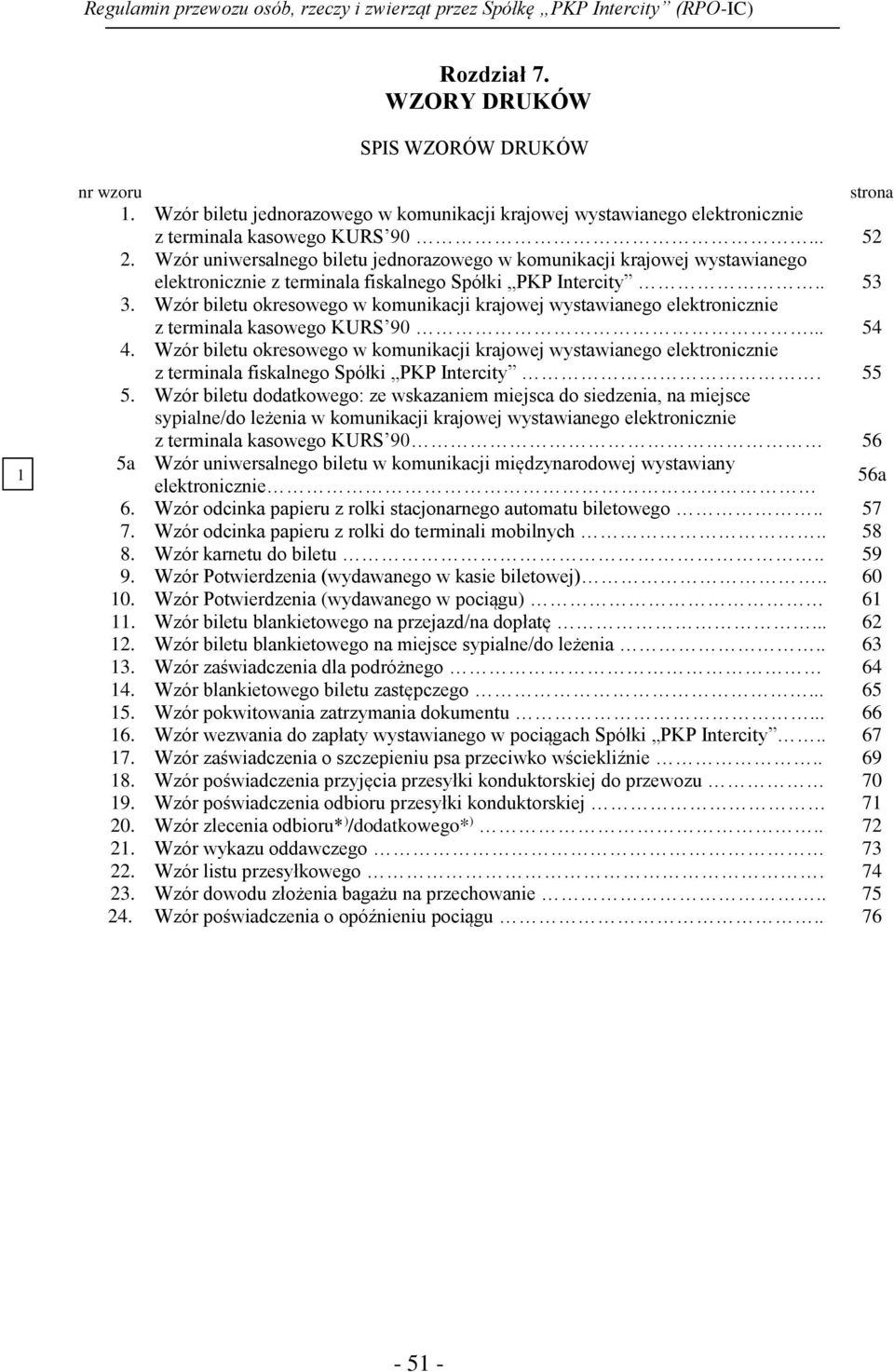 Wzór biletu okresowego w komunikacji krajowej wystawianego elektronicznie z terminala kasowego KURS 90... 54 4.