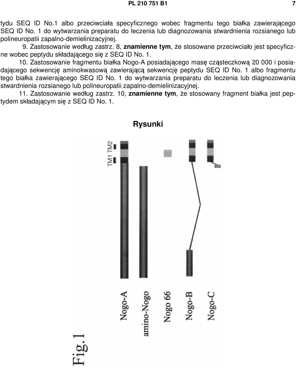 8, znamienne tym, że stosowane przeciwciało jest specyficzne wobec peptydu składającego się z SEQ ID No. 1. 10.