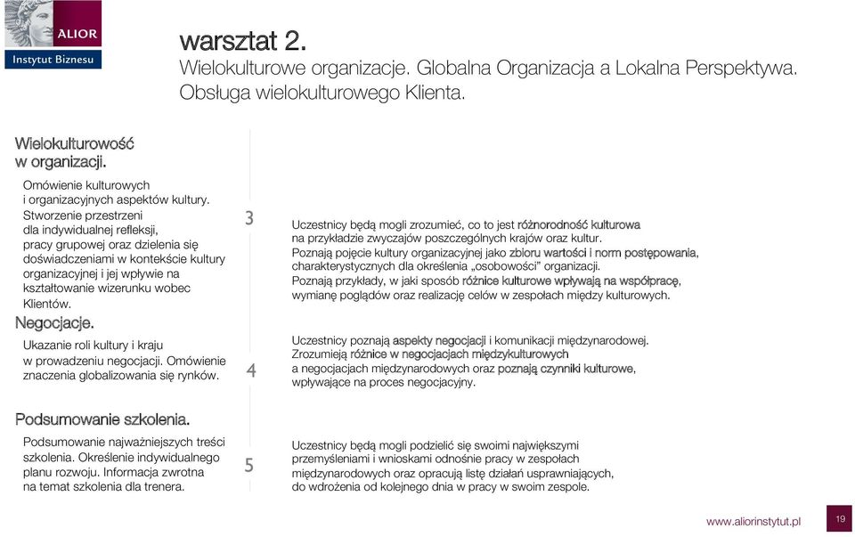 Stworzenie przestrzeni dla indywidualnej refleksji, pracy grupowej oraz dzielenia się doświadczeniami w kontekście kultury organizacyjnej i jej wpływie na kształtowanie wizerunku wobec Klientów.