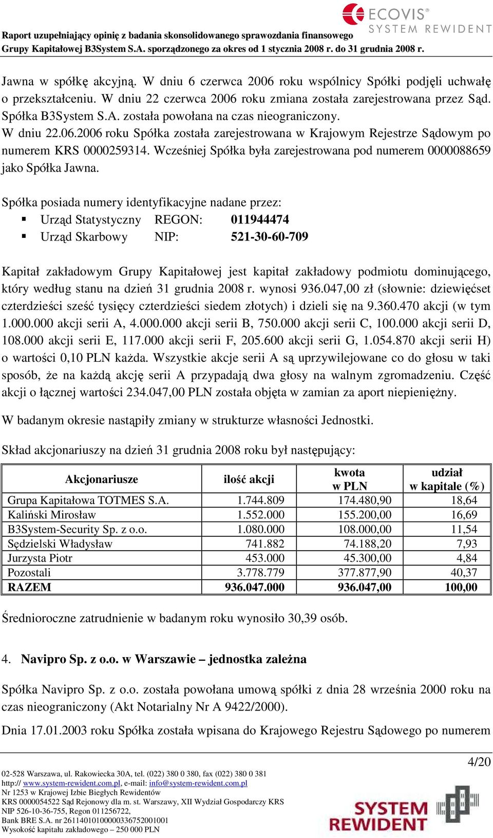 Wcześniej Spółka była zarejestrowana pod numerem 0000088659 jako Spółka Jawna.