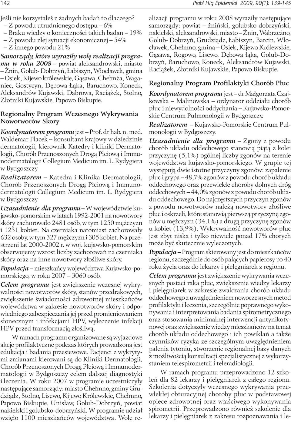 2008 powiat aleksandrowski, miasto Żnin, Golub- Dobrzyń, Łabiszyn, Włocławek, gmina Osiek, Kijewo królewskie, Gąsawa, Chełmża, Waganiec, Gostycyn, Dębowa Łąka, Baruchowo, Koneck, Aleksandrów