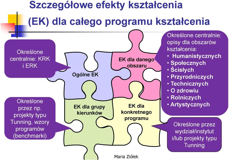 konkretnego programu Określone centralnie: opisy dla obszarów kształcenia: Humanistycznych Społecznych Ścisłych