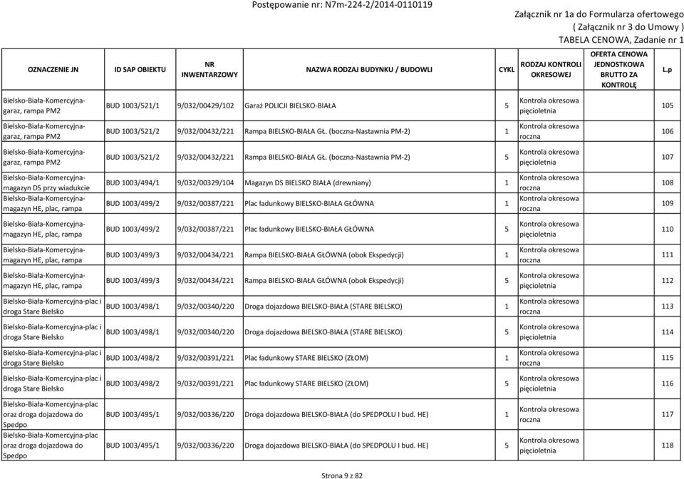 (boczna-nastawnia PM-2) 5 107 Bielsko-Biała-Komercyjnamagazyn DS przy wiadukcie Bielsko-Biała-Komercyjnamagazyn HE, plac, rampa BUD 1003/494/1 9/032/00329/104 Magazyn DS BIELSKO BIAŁA (drewniany) 1