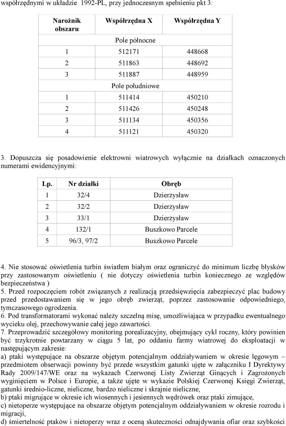 Nr działki Obręb 1 32/4 Dzierżysław 2 32/2 Dzierżysław 3 33/1 Dzierżysław 4 132/1 Buszkowo Parcele 5 96/3, 97/2 Buszkowo Parcele 4.