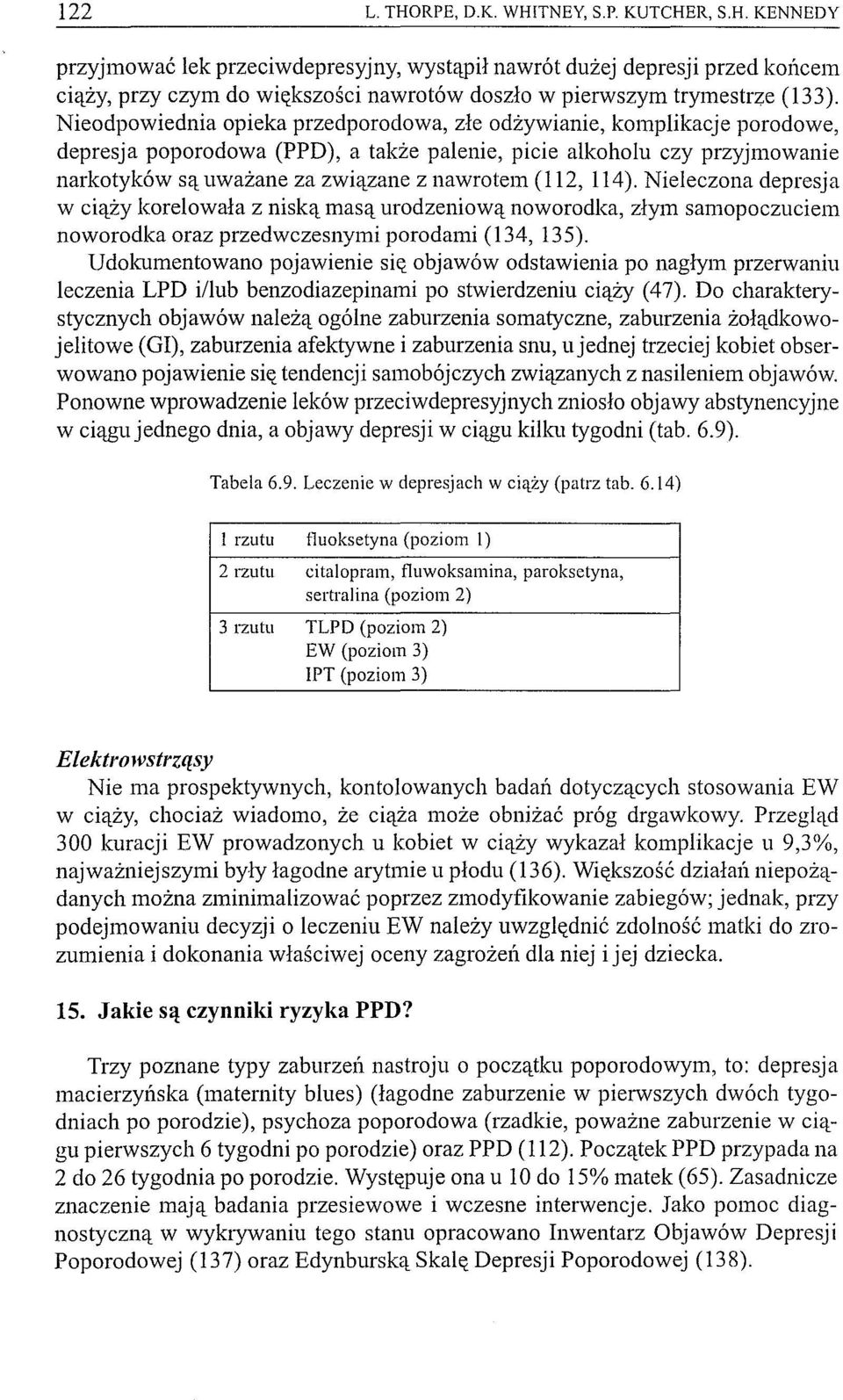 (112, 114). Nieleczona depresja w ciąży korelowała z niską masą urodzeniową noworodka, złym samopoczuciem noworodka oraz przedwczesnymi porodami (134, 135).