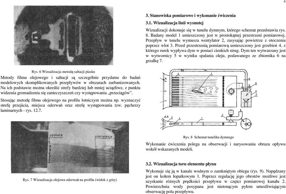 Przed przestrzenią pomiarową umieszczony jest grzebień 4, z którego rurek wypływa dym w postaci cienkich strug.