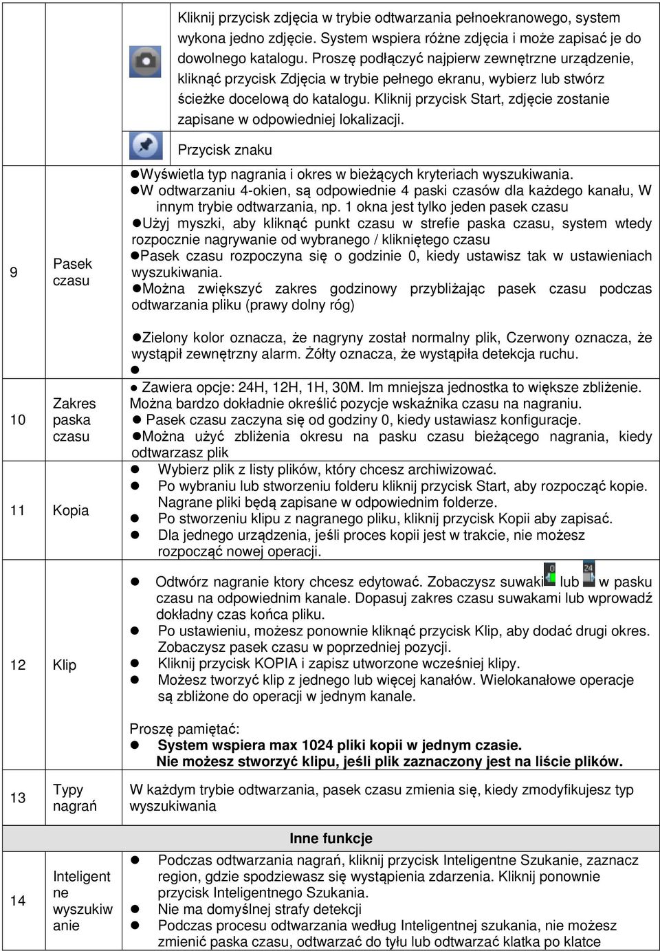 Kliknij przycisk Start, zdjęcie zostanie zapisane w odpowiedniej lokalizacji. Przycisk znaku Wyświetla typ nagrania i okres w bieżących kryteriach wyszukiwania.