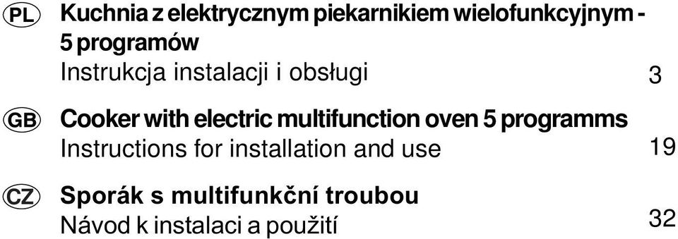 electric multifunction oven programms Instructions for