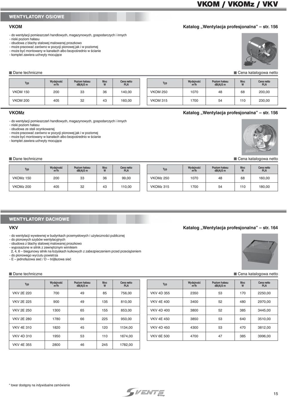 - komplet zawiera uchwyty mocujàce VKOM 00 6 40,00 VKOM 00 405 4 60,00 VKOM 070 48 68 00,00 VKOM 5 700 54 0 0,00 VKOMz Katalog entylacja profesjonalna str.