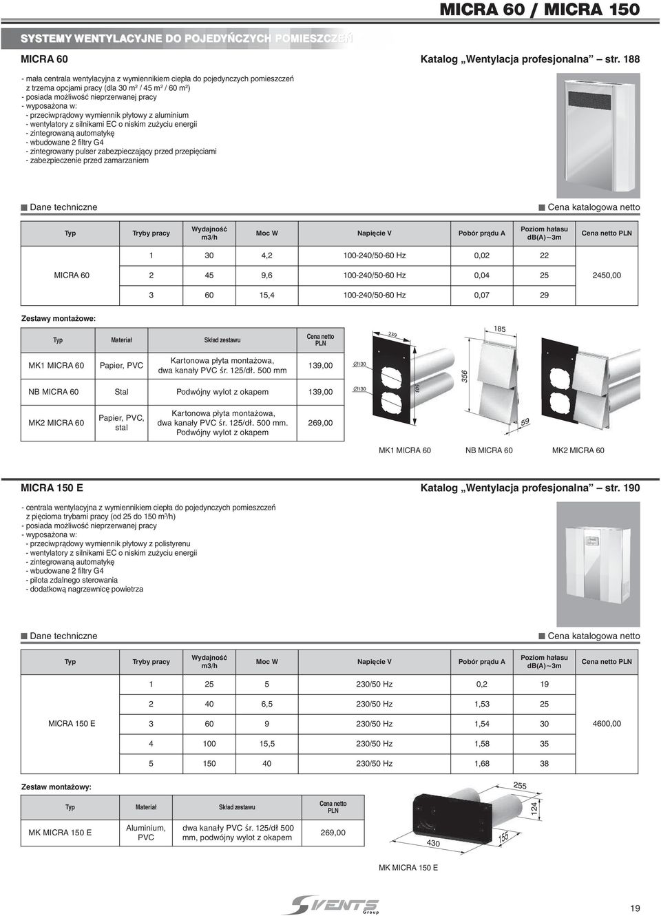 przeciwprądowy wymiennik p ytowy z aluminium - wentylatory z silnikami EC o niskim zu yciu energii - zintegrowanà automatyk - wbudowane filtry G4 - zintegrowany pulser zabezpieczajàcy przed przepi