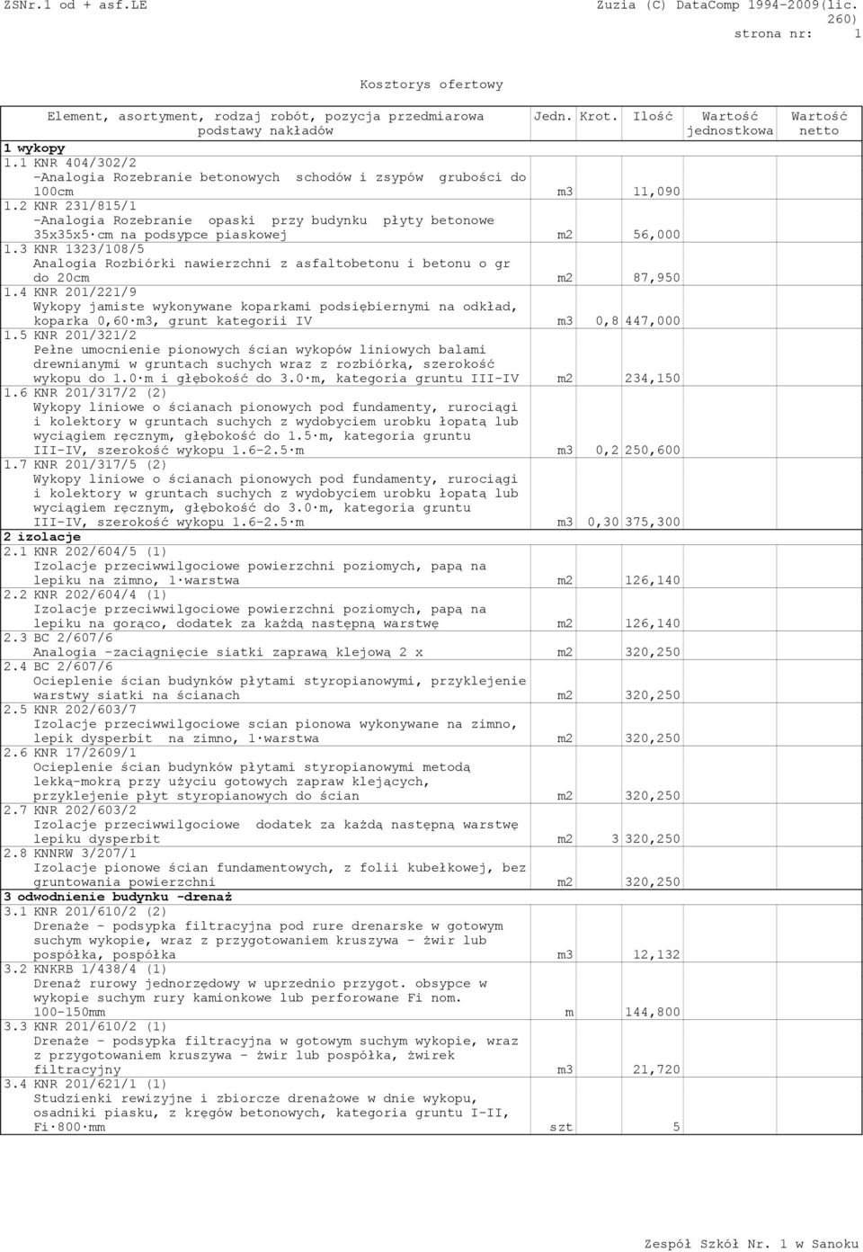 2 KNR 231/815/1 -Analogia Rozebranie opaski przy budynku płyty betonowe 35x35x5 cm na podsypce piaskowej m2 56,000 1.