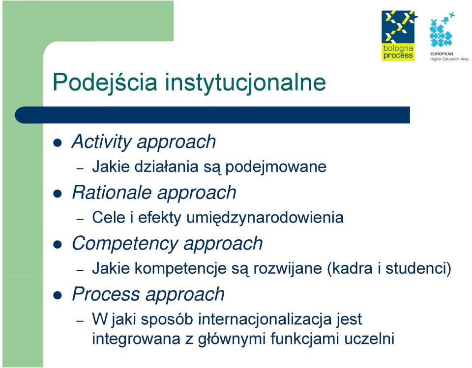 kompetencje są ą rozwijane (kadra i studenci) Process approach W jaki sposób