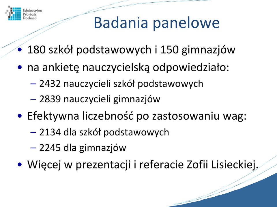 nauczycieli gimnazjów Efektywna liczebnośd po zastosowaniu wag: 2134 dla