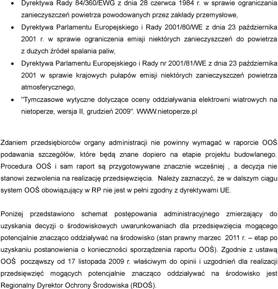 w sprawie ograniczenia emisji niektórych zanieczyszczeń do powietrza z dużych źródeł spalania paliw, Dyrektywa Parlamentu Europejskiego i Rady nr 2001/81/WE z dnia 23 października 2001 w sprawie