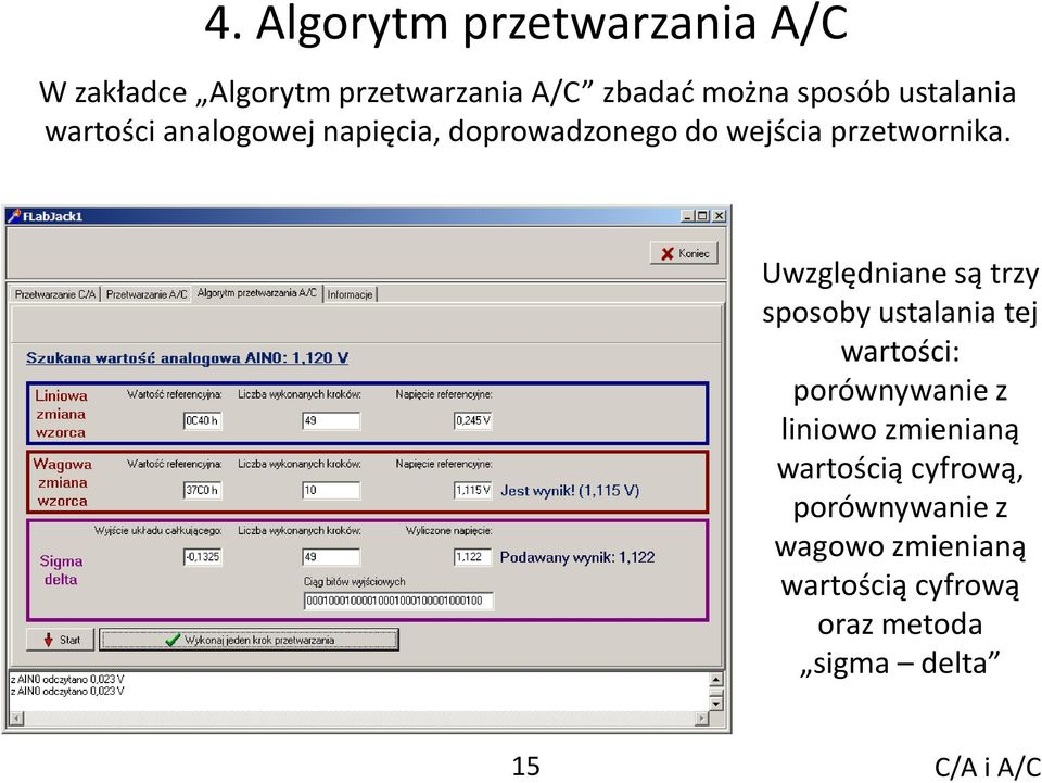 Uwzględniane są trzy sposoby ustalania tej wartości: porównywanie z liniowo zmienianą