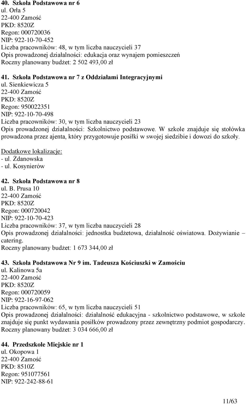 502 493,00 zł 41. Szkoła Podstawowa nr 7 z Oddziałami Integracyjnymi ul.