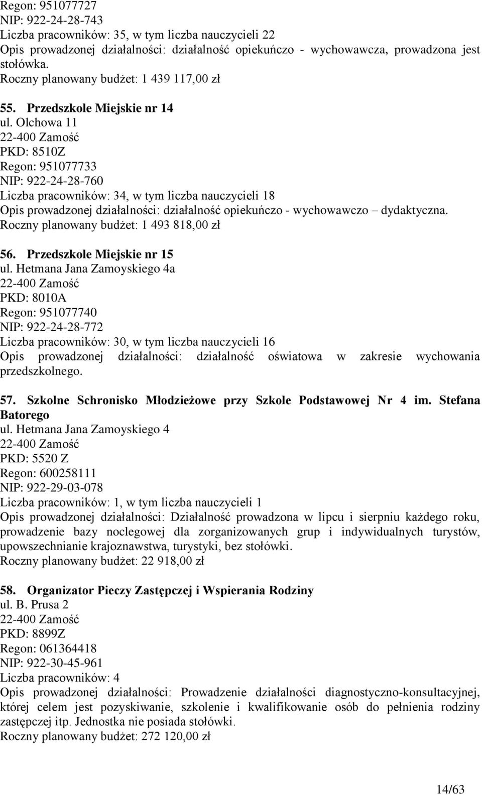 Olchowa 11 PKD: 8510Z Regon: 951077733 NIP: 922-24-28-760 Liczba pracowników: 34, w tym liczba nauczycieli 18 Opis prowadzonej działalności: działalność opiekuńczo - wychowawczo dydaktyczna.