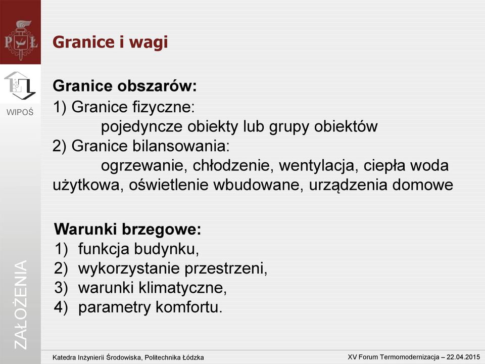 ciepła woda użytkowa, oświetlenie wbudowane, urządzenia domowe Warunki brzegowe: 1)