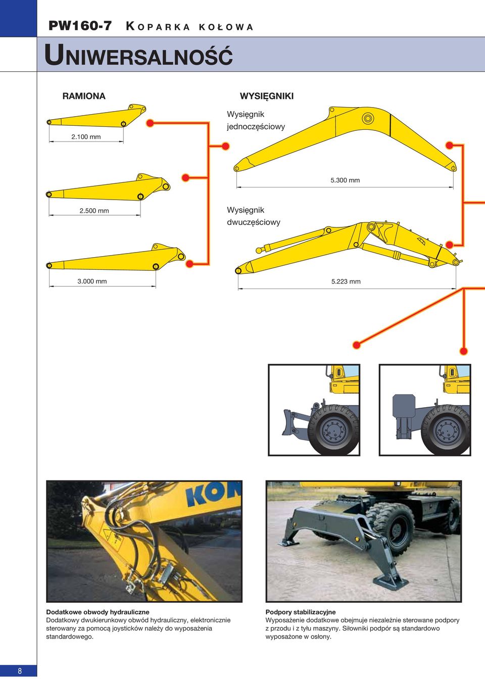 223 mm Dodatkowe obwody hydrauliczne Dodatkowy dwukierunkowy obwód hydrauliczny, elektronicznie sterowany za pomocą