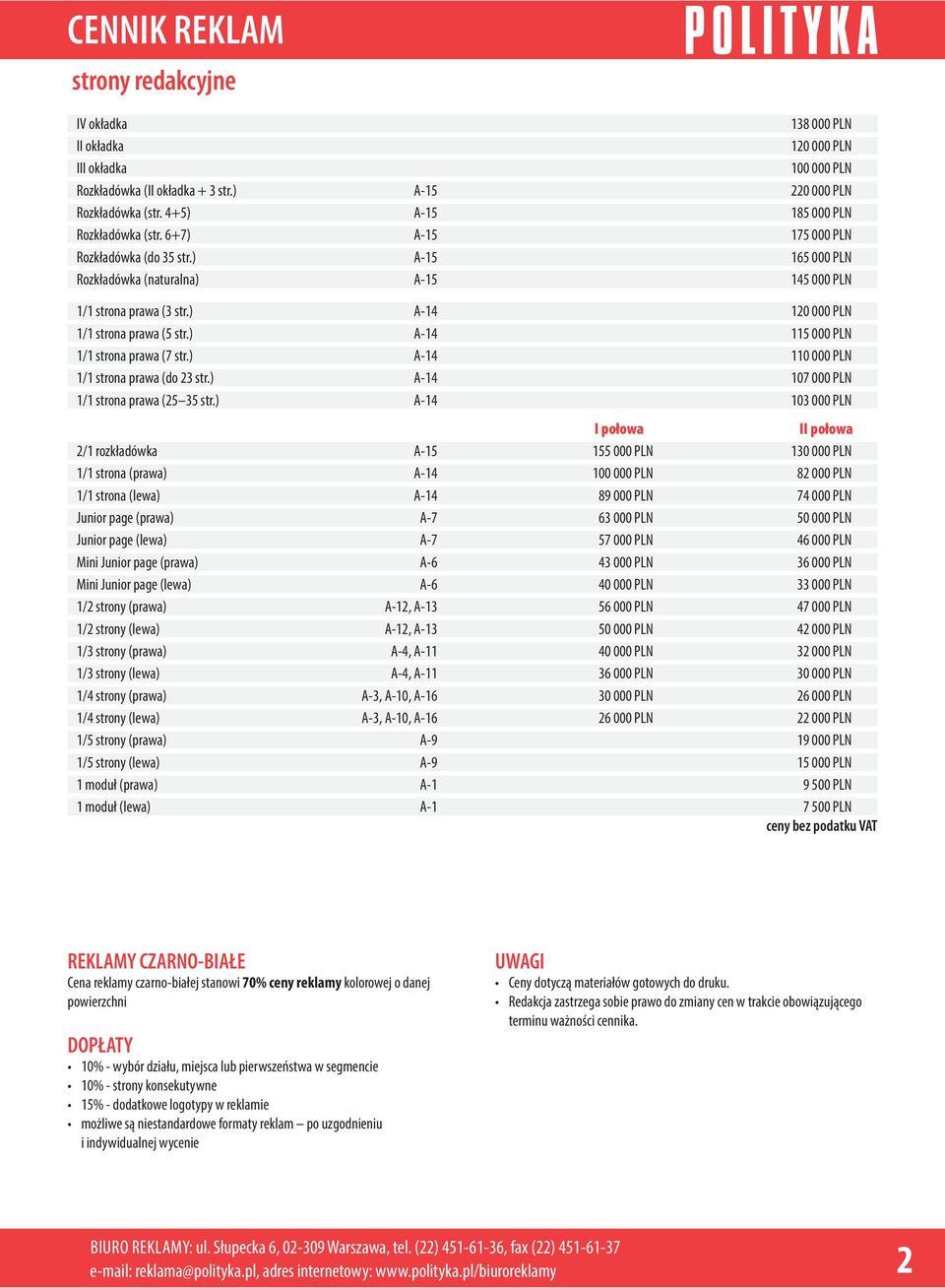 ) A-14 120 000 PLN 1/1 strona prawa (5 str.) A-14 115 000 PLN 1/1 strona prawa (7 str.) A-14 110 000 PLN 1/1 strona prawa (do 23 str.) A-14 107 000 PLN 1/1 strona prawa (25 35 str.