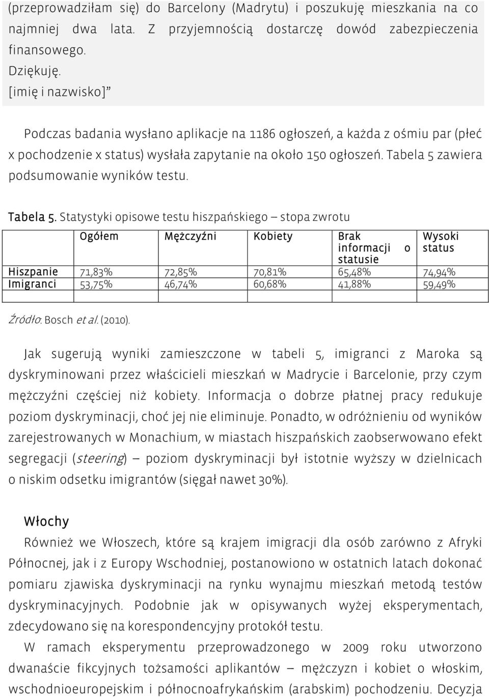 Tabela 5 zawiera podsumowanie wyników testu. Tabela 5.