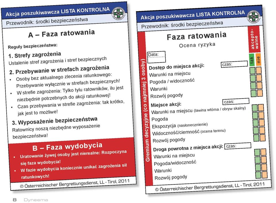 W strefie zagrożenia: Tylko tylu ratowników, ilu jest niezbędnie potrzebnych do akcji ratunkowej! Czas przebywania w strefie zagrożenia: tak krótko, jak jest to możliwe! 3.