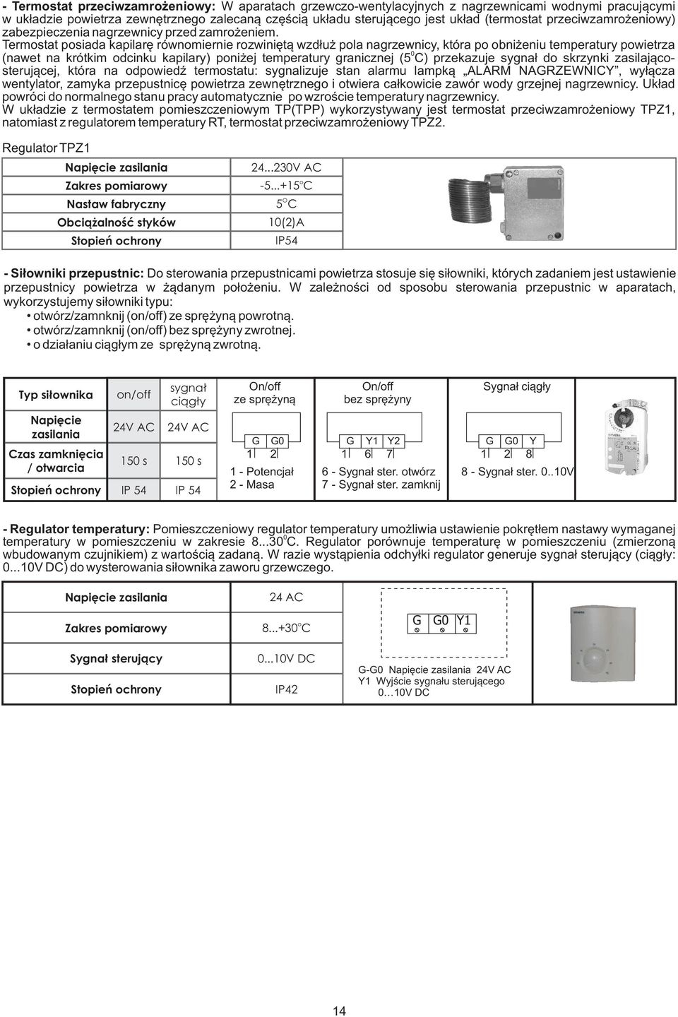 Termostat posiada kapilarê równomiernie rozwiniêt¹ wzd³u pola nagrzewnicy, która po obni eniu temperatury powietrza 0 (nawet na krótkim odcinku kapilary) poni ej temperatury granicznej (5 C)