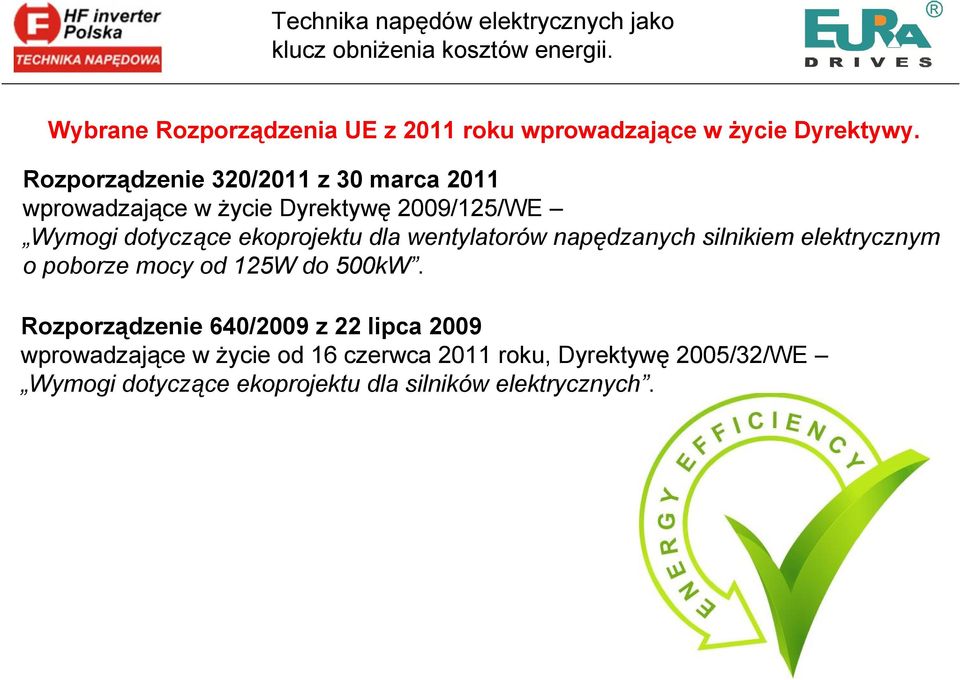 Rozporządzenie 320/2011 z 30 marca 2011 wprowadzające w życie Dyrektywę 2009/125/WE Wymogi dotyczące ekoprojektu dla