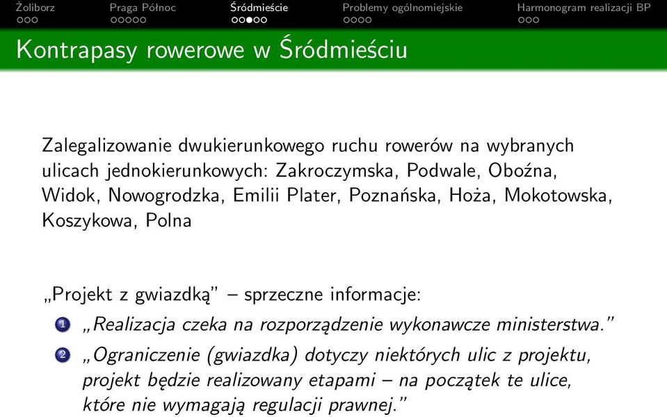 gwiazdką sprzeczne informacje: 1 Realizacja czeka na rozporządzenie wykonawcze ministerstwa.