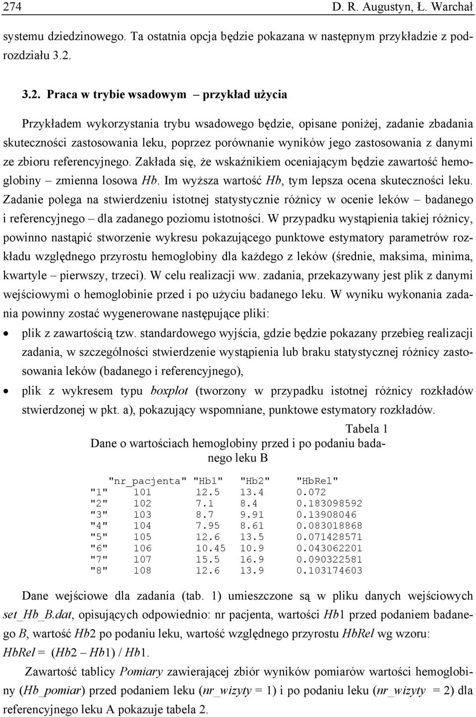 Zakłada się, że wskaźnikiem oceniającym będzie zawartość hemoglobiny zmienna losowa Hb. Im wyższa wartość Hb, tym lepsza ocena skuteczności leku.